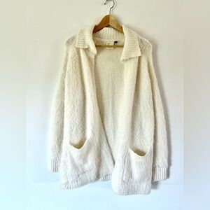 Anthropologie Sleeping On Snow Ivory Wool & Alpaca Blend Open Front Cardigan